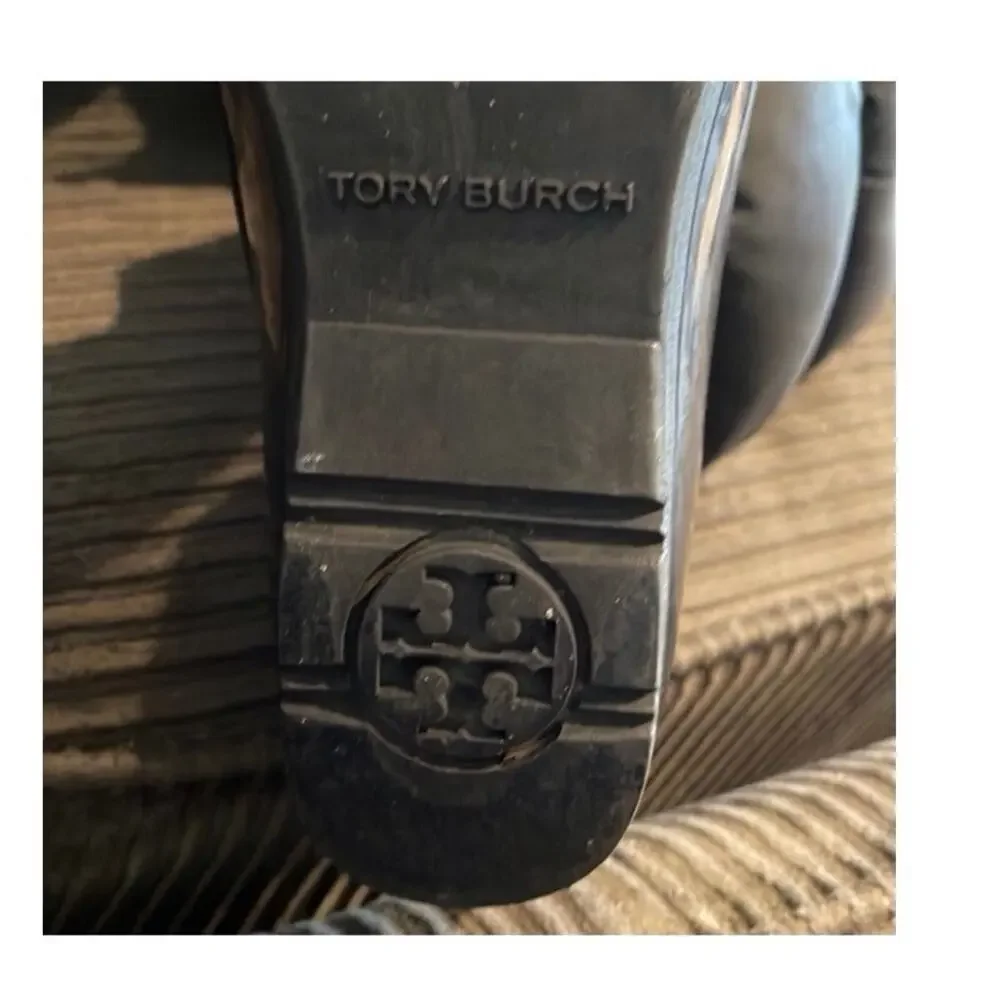 Tory Burch Black Puffer Down Wedge Logo Snow Winter Boots size 9
